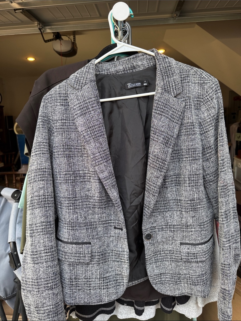 New York & Company Gray Plaid Blazer